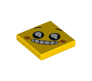 LEGO Gelb Fliese 2 x 2 mit Grinning Gesicht mit Nut (3068 / 57458)