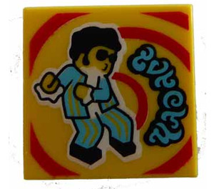 LEGO Yellow Tile 2 x 2 with Groovy Dance with Groove (3068 / 72867)