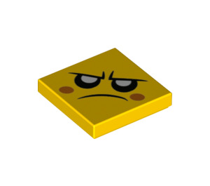 LEGO Yellow Tile 2 x 2 with Grumpy Face with Groove (3068 / 65686)