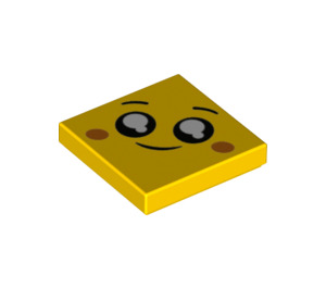 LEGO Gelb Fliese 2 x 2 mit Happy Gesicht mit Nut (3068 / 65674)