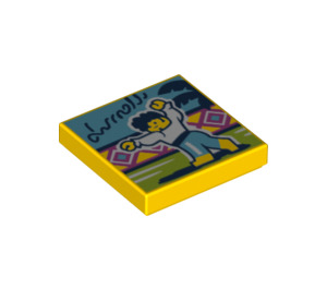 LEGO Yellow Tile 2 x 2 with Latin Dance print with Groove (3068 / 72785)