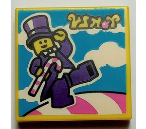 LEGO Yellow Tile 2 x 2 with Minifigure with Purple Suit with Groove (3068)