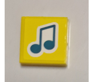LEGO Yellow Tile 2 x 2 with Music Note Sticker with Groove (3068)