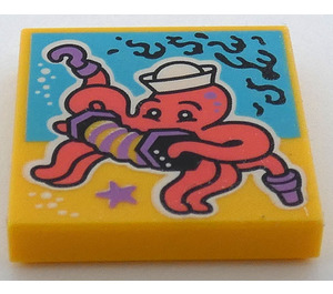 LEGO Yellow Tile 2 x 2 with Octopus with Groove (3068)