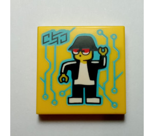 LEGO Jaune Tuile 2 x 2 avec Robot Dance avec rainure (3068)