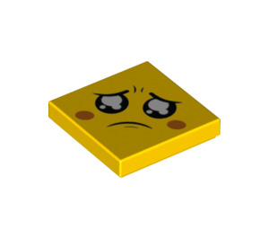 LEGO Jaune Tuile 2 x 2 avec Sad Affronter avec rainure (3068 / 53605)