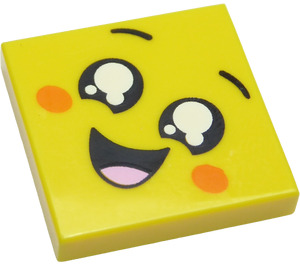 LEGO Yellow Tile 2 x 2 with Smiling Face with Tears and Tongue with Groove (3068 / 44354)