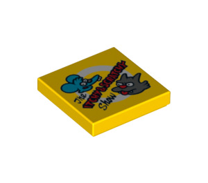 LEGO Gelb Fliese 2 x 2 mit The Itchy und Scratchy Show mit Nut (3068 / 23884)