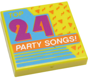 LEGO Gelb Fliese 2 x 2 mit 'oben 24 Party Songs' mit Nut (3068 / 37569)