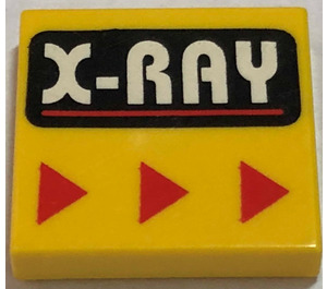 LEGO Yellow Tile 2 x 2 with "X-RAY" with Groove (3068)