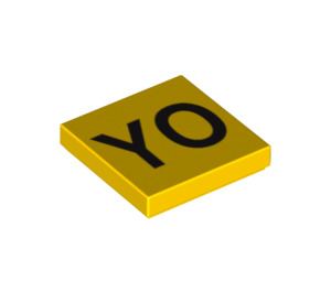 LEGO Yellow Tile 2 x 2 with 'YO' with Groove (3068 / 90835)