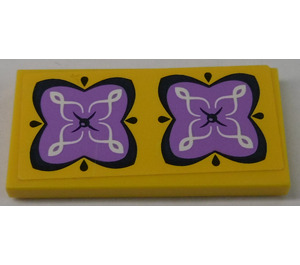 LEGO Yellow Tile 2 x 4 with 2 Lavender Cushions Sticker (87079)