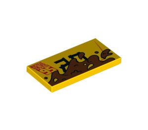 LEGO Yellow Tile 2 x 4 with 95 and mud splatter left (33672 / 87079)