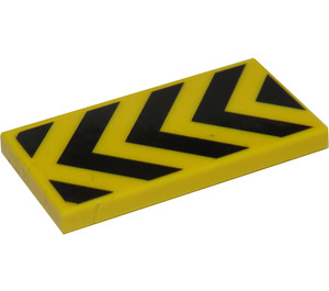 LEGO Yellow Tile 2 x 4 with Black and Yellow Chevrons Sticker (87079)