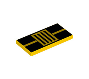LEGO Yellow Tile 2 x 4 with Black and yellow stripes (31911 / 87079)