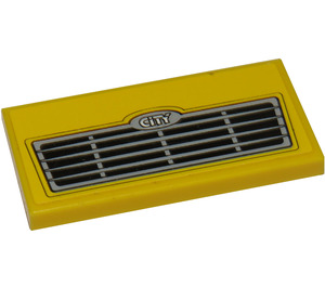 LEGO Yellow Tile 2 x 4 with "CITY" and Grille Sticker (87079)