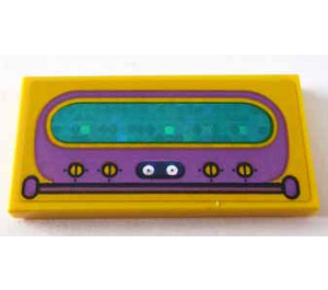 LEGO Jaune Tuile 2 x 4 avec Dark Purple et Dark Turquoise Radio Autocollant (87079)