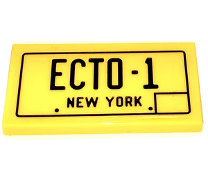 LEGO Gelb Fliese 2 x 4 mit ECTO-1 New York License Platte  Aufkleber (87079)