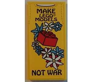 LEGO Yellow Tile 2 x 4 with 'MAKE LEGO MODELS NOT WAR' Sticker (87079)