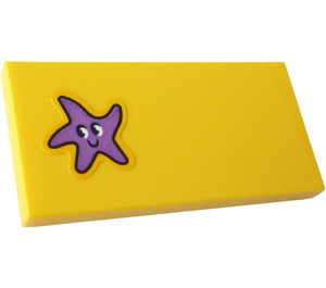 LEGO Yellow Tile 2 x 4 with Purple Starfish Sticker (87079)