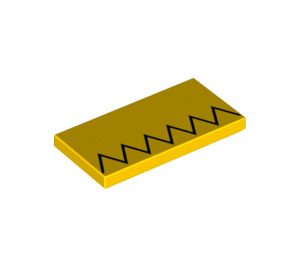 LEGO Giallo Piastrella 2 x 4 con Sottile Zig Zag Line (42202 / 87079)