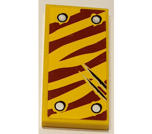 LEGO Yellow Tile 2 x 4 with Tiger Stripes, 2 kurze Scratches (Left) Sticker (87079)