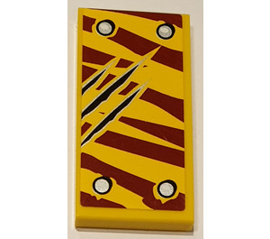 LEGO Yellow Tile 2 x 4 with Tiger Stripes, 3 long Scratches (Rechts) Sticker (87079)