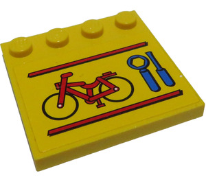 LEGO Jaune Tuile 4 x 4 avec Goujons sur Bord avec Bike et Tools Autocollant (6179)