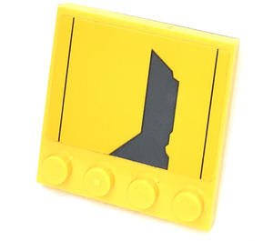 LEGO Gelb Fliese 4 x 4 mit Bolzen auf Kante mit Dark Bluish Grau Muster (Recht) Aufkleber (6179)