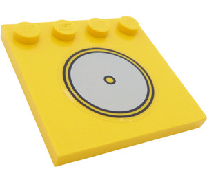 LEGO Jaune Tuile 4 x 4 avec Goujons sur Bord avec Hob Burner Cercle Autocollant (6179)