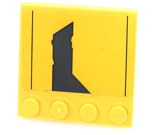 LEGO Jaune Tuile 4 x 4 avec Goujons sur Bord avec Tear Autocollant (6179)