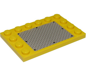 LEGO Jaune Tuile 4 x 6 avec Goujons sur 3 Edges avec Argent Chequer assiette, Noir Rivets Autocollant (6180)