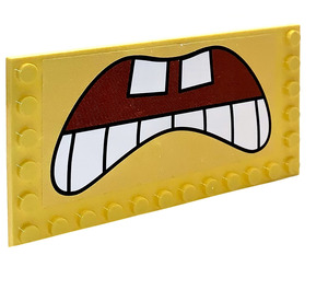 LEGO Geel Tegel 6 x 12 met Studs Aan 3 Edges met Spongebob Mouth Sticker (6178)