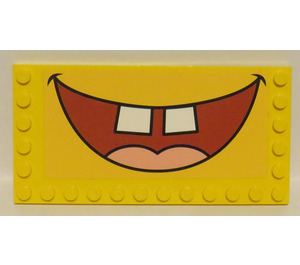 LEGO Yellow Tile 6 x 12 with Studs on 3 Edges with SpongeBob SquarePants Open Mouth Smile Sticker (6178)