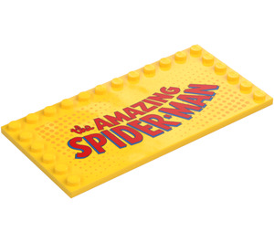 LEGO Geel Tegel 6 x 12 met Noppen aan 3 Edges met "the Amazing Spiderman" (6178 / 103278)