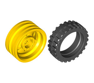 LEGO Yellow Tire Ø 43.2 x 14 with Rim, Narrow Ø30 x 14 with Axle Hole