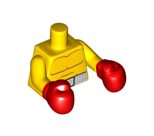 LEGO Gelb Torso mit Weiß Boxing Gürtel Muster und Boxing Gloves (65229 / 97149)