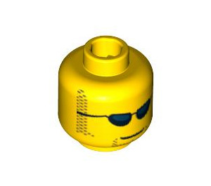 LEGO Yellow Town Head with Blue Sunglasses & Stubble Decoration (Recessed Solid Stud) (3626 / 52516)