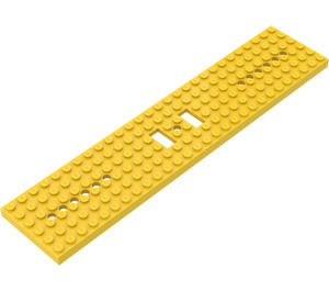 LEGO Yellow Train Base 6 x 28 with 2 Rectangular Cutouts and 6 Round Holes Each End