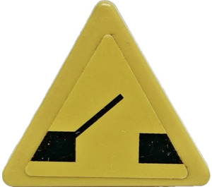 LEGO Yellow Triangular Sign with Drawbridge Sticker with Split Clip (30259)