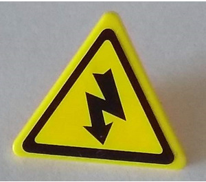 LEGO Yellow Triangular Sign with Electricity Danger Sign Sticker with Split Clip (30259)