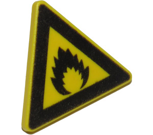 LEGO Yellow Triangular Sign with Extremely Flammable (Flame) with Split Clip (30259)