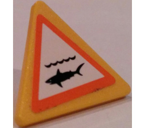 LEGO Jaune Triangulaire Sign avec Requin Warning Autocollant avec clip fendu (30259)