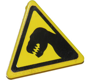 LEGO Jaune Triangulaire Sign avec T-Rex Autocollant avec clip fendu (30259)