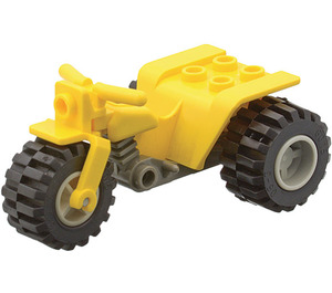 LEGO Yellow Tricycle with Dark Gray Chassis and Light Gray Wheels