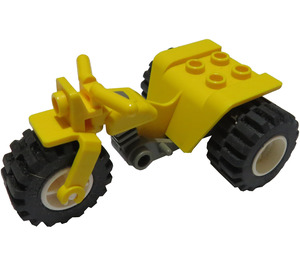 LEGO Yellow Tricycle with Dark Gray Chassis and White Wheels