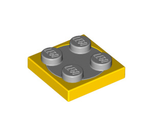 LEGO Gelb Turntable 2 x 2 mit Medium Stone Grau oben (74340)