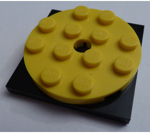 LEGO Jaune Turntable 4 x 4 x 0.667 avec Noir Verrouillage Base