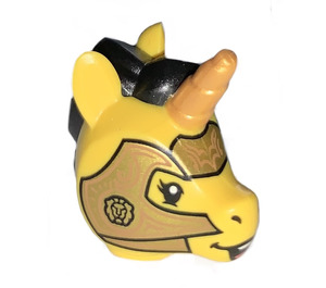 LEGO Yellow Unicorn Warrior Minifigure Head with Black Hair (70751)