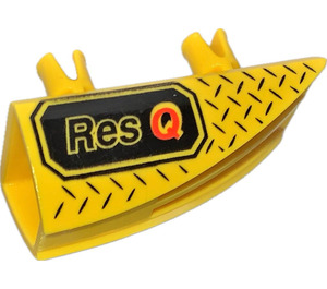 LEGO Yellow Vehicle Side Flaring Intake 1 x 4 with 'Res-Q' (right) (30647)